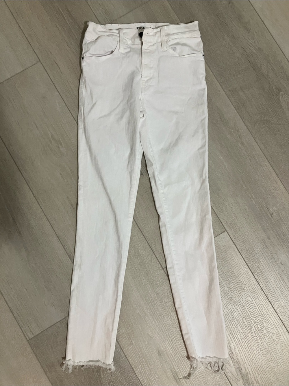 Frame Denim, women’s 25, White Le High Skinny Frayed Hem Jeans